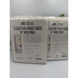 Vermont Country Store Classic Rod Pocket Sheers 54"W x84" L Panels New X 2pkgs
